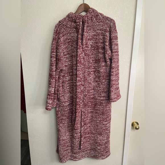 Barefoot Dreams Cozy Chic Red White Speckled Long Belted  Robe 509 - Picture 3 of 10